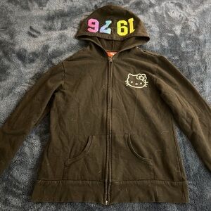 Hello Kitty Black Hoodie with 1976 on Hood